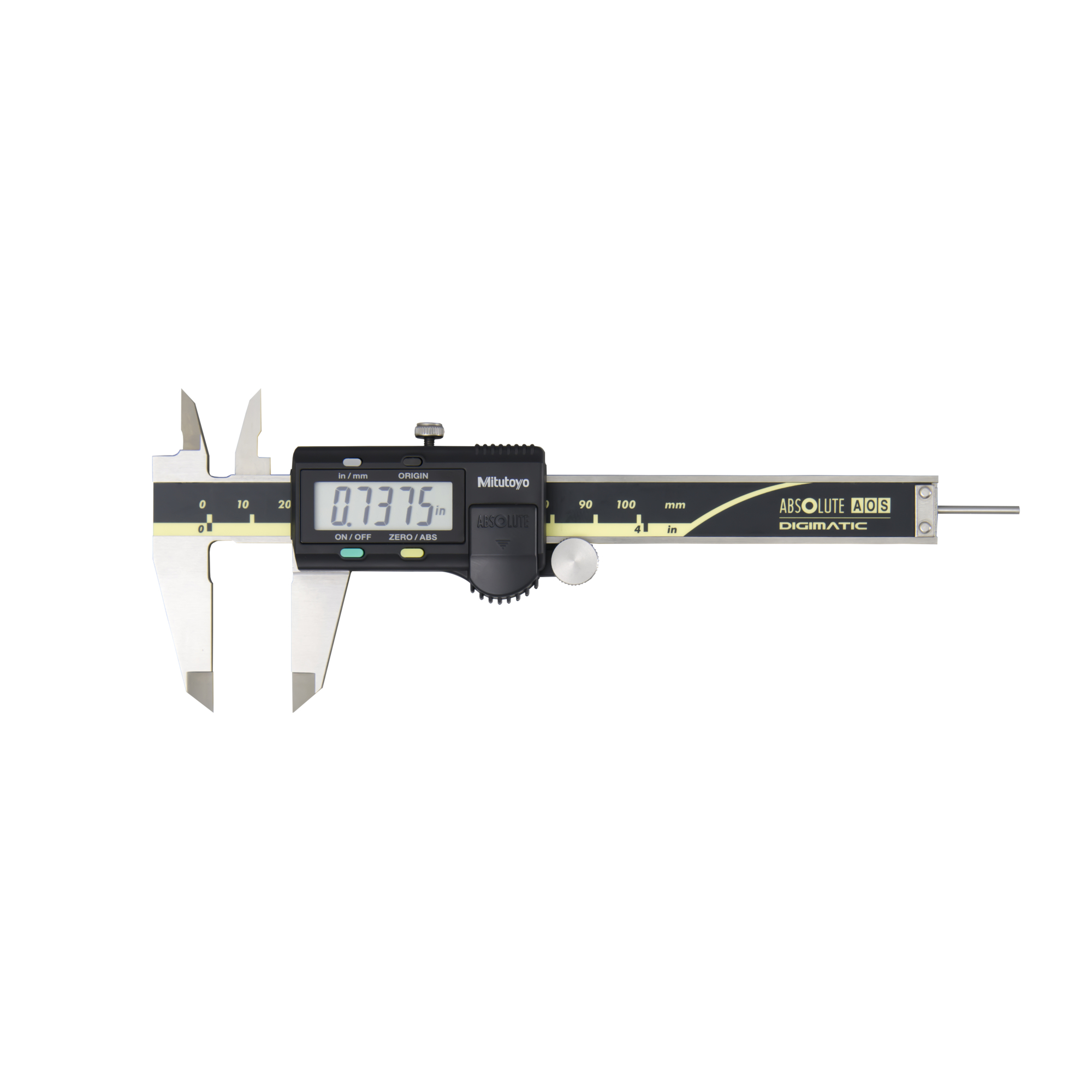 Mitutoyo Digimatic Caliper - 4in./100mm, ABSOLUTE AOS, LCD Readout, Model# 500-195-30